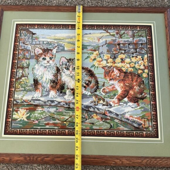Vintage Cat Framed Cross Stitch Picture 27” x 23” - Picture 4 of 9